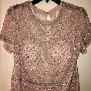 Adrianna Papell cap sleeve formal beaded dress